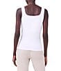 Color:Paper White - Image 2 - Jersey Knit Notch Square Neck Sleeveless Tank Top