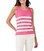 Color:Pink Multi - Image 1 - Jersey Knit Stripe Print Scoop Neck Sleeveless Tank