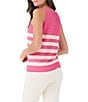 Color:Pink Multi - Image 2 - Jersey Knit Stripe Print Scoop Neck Sleeveless Tank