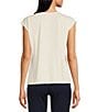 Color:Classic Cream - Image 2 - Jersey Knit V-Neck Cap Sleeve Everyday Tee Shirt