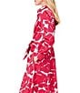 Color:Red Multi - Image 6 - Jess Stretch Woven Petals Print Point Collar Long Sleeve Self Tie Belted Shirt Dress