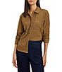 NIC + ZOE Knit Allover Eyelet Pop Point Collar Long Sleeve Button-Front Top - Image 1