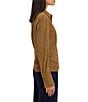 NIC + ZOE Knit Allover Eyelet Pop Point Collar Long Sleeve Button-Front Top - Image 3
