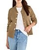 NIC + ZOE Knit Band Collar Long Sleeve Snap Bomber Jacket - Image 1