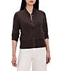 NIC + ZOE Knit Band Collar Long Sleeve Snap Bomber Jacket - Image 4
