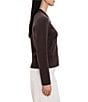 NIC + ZOE Knit Band Collar Long Sleeve Snap Bomber Jacket - Image 6