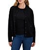 NIC + ZOE Knit Band Collar Long Sleeve Snap Bomber Jacket - Image 1