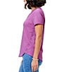 Color:Orchid - Image 2 - Knit Crew Neck Short Sleeve Shirttail Hem Tee