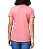 Color:Coral - Image 2 - Knit Crew Neck Short Sleeve Shirttail Hem Tee