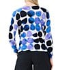 Color:Blue Multi - Image 2 - Knit Midnight Dot Print V-Neck Dropped Shoulder Long Sleeve Sweater