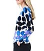 Color:Blue Multi - Image 4 - Knit Midnight Dot Print V-Neck Dropped Shoulder Long Sleeve Sweater