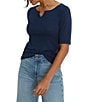 NIC + ZOE Knit Notch Split V-Neck Elbow Sleeve Tee - Image 5