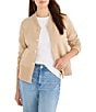 NIC + ZOE Knit Rib Collar Long Sleeve Snap Front Bomber Jacket - Image 1