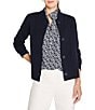 NIC + ZOE Knit Round Neck Long Sleeve Button Front Bomber Jacket - Image 1