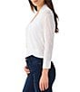 NIC + ZOE Knit Stand Collar 3/4 Sleeve Bolero Cardigan, Color:Paper White - Image 3