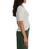 NIC + ZOE Knit Stripe Notch Split V-Neck Elbow Sleeve Tee - Image 6
