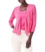 Color:Wild Pink - Image 1 - Lightweight 4-Way Linen Blend Open Front 3/4 Sleeve Cardigan