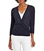 NIC + ZOE Lightweight 4-Way Linen Blend Open Front 3/4 Sleeve Cardigan, Color:Dark Indigo - Image 5
