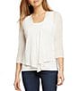 NIC + ZOE Lightweight 4-Way Linen Blend Open Front 3/4 Sleeve Cardigan, Color:Paper White - Image 1