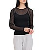NIC + ZOE Lightweight Fitted Velveteen Dotted Mesh Top - Image 1