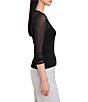 NIC + ZOE Lightweight Fitted Velveteen Dotted Mesh Top - Image 3