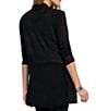 Color:Black Onyx - Image 2 - Lightweight Knit Long Sleeve Side Slit Open Front Cardigan