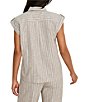 NIC + ZOE Linen-Blend Stripe Collared Cap Sleeve Button-Front Shirt - Image 2