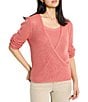 NIC + ZOE Mesh 4-Way Bracelet Sleeve Open Front Cardigan, Color:Red Clay - Image 1