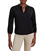 NIC + ZOE Mixed-Media Long Raglan Sleeve Peasant Top - Image 1