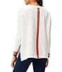 Color:White Multi - Image 2 - NZ ACTIVE by NIC+ZOE Cool Down Color Pop Stripe Crew Neck Long Sleeve Side Slits Knit Sweater