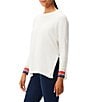 Color:White Multi - Image 3 - NZ ACTIVE by NIC+ZOE Cool Down Color Pop Stripe Crew Neck Long Sleeve Side Slits Knit Sweater