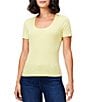 Color:Citrus - Image 1 - NZT Cotton Knit Scoop Neck Short Sleeve Tee Shirt