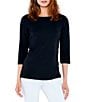 NIC + ZOE Knit Jersey Boat Neck 3/4 Sleeve Tee Shirt - Image 5