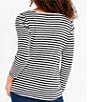 Color:Black Multi - Image 2 - NZT Jersey Knit Striped Print Boat Neck 3/4 Sleeve Tee Shirt