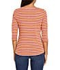 NIC + ZOE NZT Knit Stripe Boat Neck 3/4 Sleeve Tee, Color:Pink Multi - Image 2
