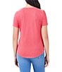 Color:Poppy - Image 2 - NZT Knit V-Neck Short Sleeve Shirttail Hem Tee Shirt