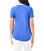 Color:Ultramarine - Image 2 - NZT Knit V-Neck Short Sleeve Shirttail Hem Tee Shirt