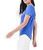 Color:Ultramarine - Image 3 - NZT Knit V-Neck Short Sleeve Shirttail Hem Tee Shirt