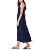 Color:Dark Indigo - Image 3 - NZT Knit V-Neck Sleeveless Tiered Maxi A-Line Dress