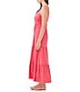 Color:Poppy - Image 3 - NZT Knit V-Neck Sleeveless Tiered Maxi A-Line Dress