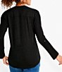 Color:Black Onyx - Image 2 - NZT Sweet Dreams Knit Banded V-Neck Roll-Tab Sleeve Button Front Shirt