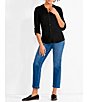 Color:Black Onyx - Image 3 - NZT Sweet Dreams Knit Banded V-Neck Roll-Tab Sleeve Button Front Shirt