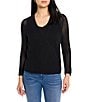 NIC + ZOE Open Mesh Knit Cocoon Open Front Long Sleeve Cardigan, Color:Black Onyx - Image 1