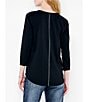 Color:Black Onyx - Image 2 - Perfect Knit V-Neck 3/4 Sleeve Tee