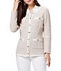 Color:Cream Mix - Image 1 - Perfectly Polished Knit Round Neck Patch Pocket Long Sleeve Contrast Trim Cardigan Jacket