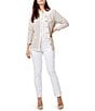 Color:Cream Mix - Image 3 - Perfectly Polished Knit Round Neck Patch Pocket Long Sleeve Contrast Trim Cardigan Jacket