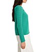 NIC + ZOE Placed Pointelle Round Neck Long Sleeve Top - Image 3