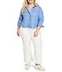 NIC + ZOE Plus Size All-Around Point Collar Long Sleeve Shirt Jacket, Color:Blue Mix - Image 3
