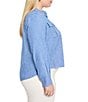 NIC + ZOE Plus Size All-Around Point Collar Long Sleeve Shirt Jacket, Color:Blue Mix - Image 4