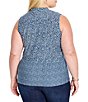 NIC + ZOE Plus Size Coastal Geo Print Split Neck Sleeveless Faux Button Tank, Color:Blue Multi - Image 2
